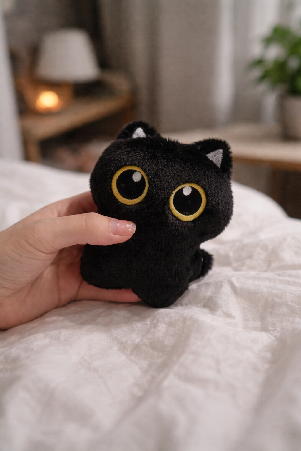 Mini Peluche Chat Noir đ± â Porte-clĂ© Adorable