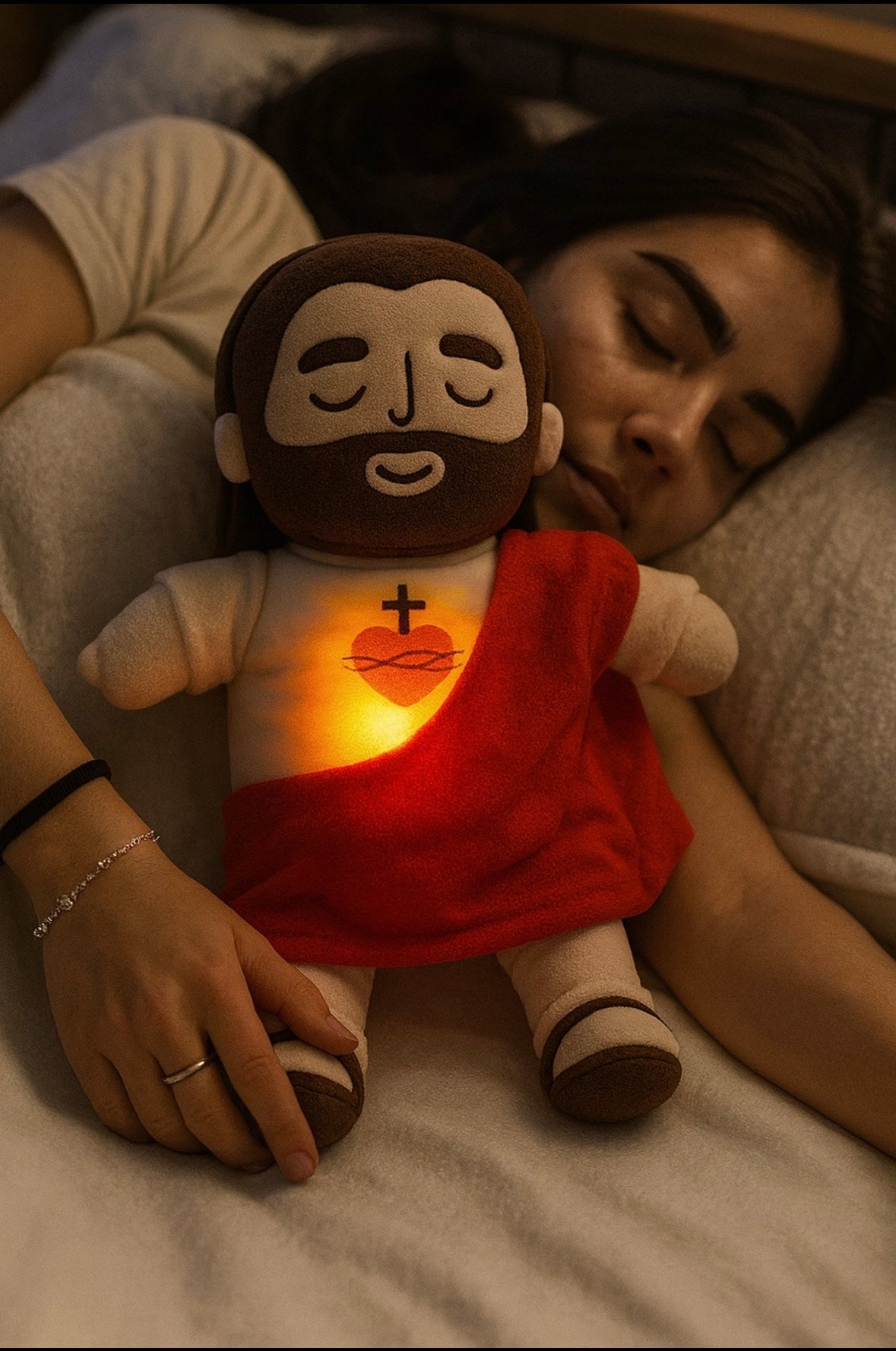 Peluche Jésus Apaisante Lumineuse (40 cm) | Soothing Light-Up Jesus Plush Toy