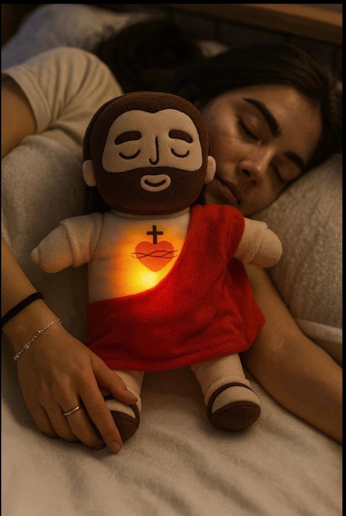 ✨ Peluche Jésus Lumineuse – Compagnon Apaisant (40 cm)