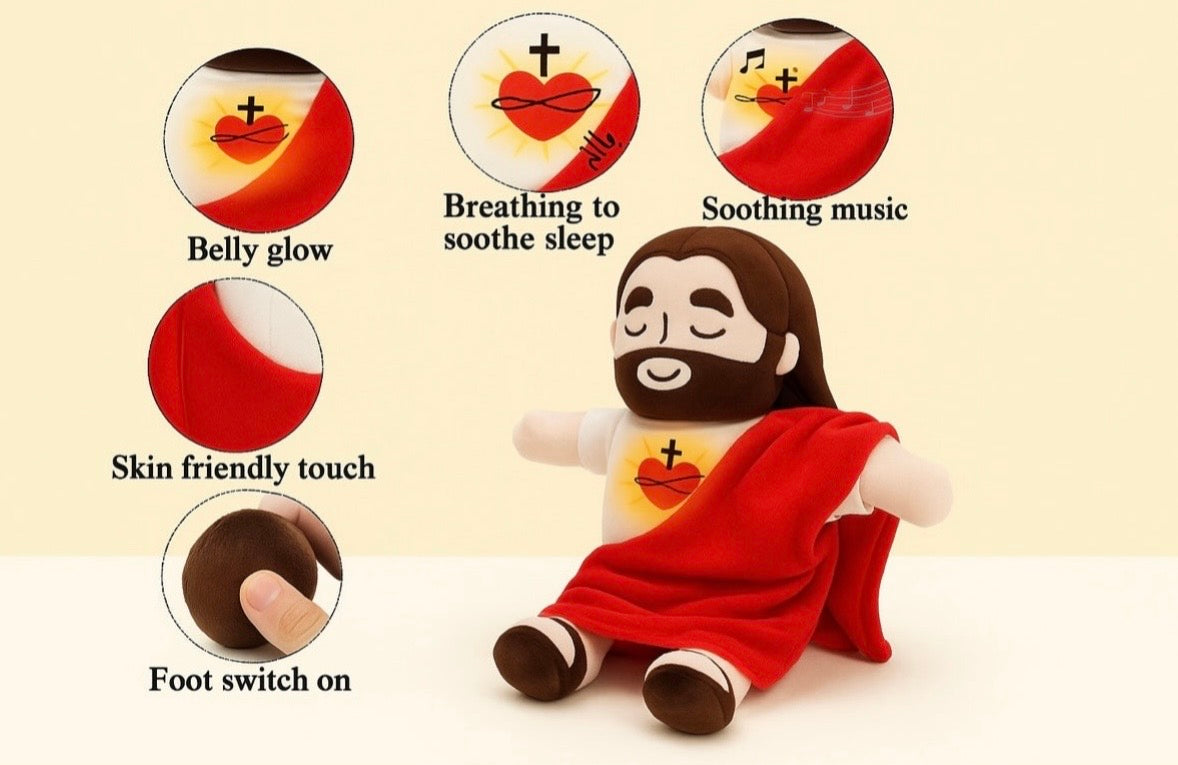 ✨ Peluche Jésus Lumineuse – Compagnon Apaisant (40 cm)