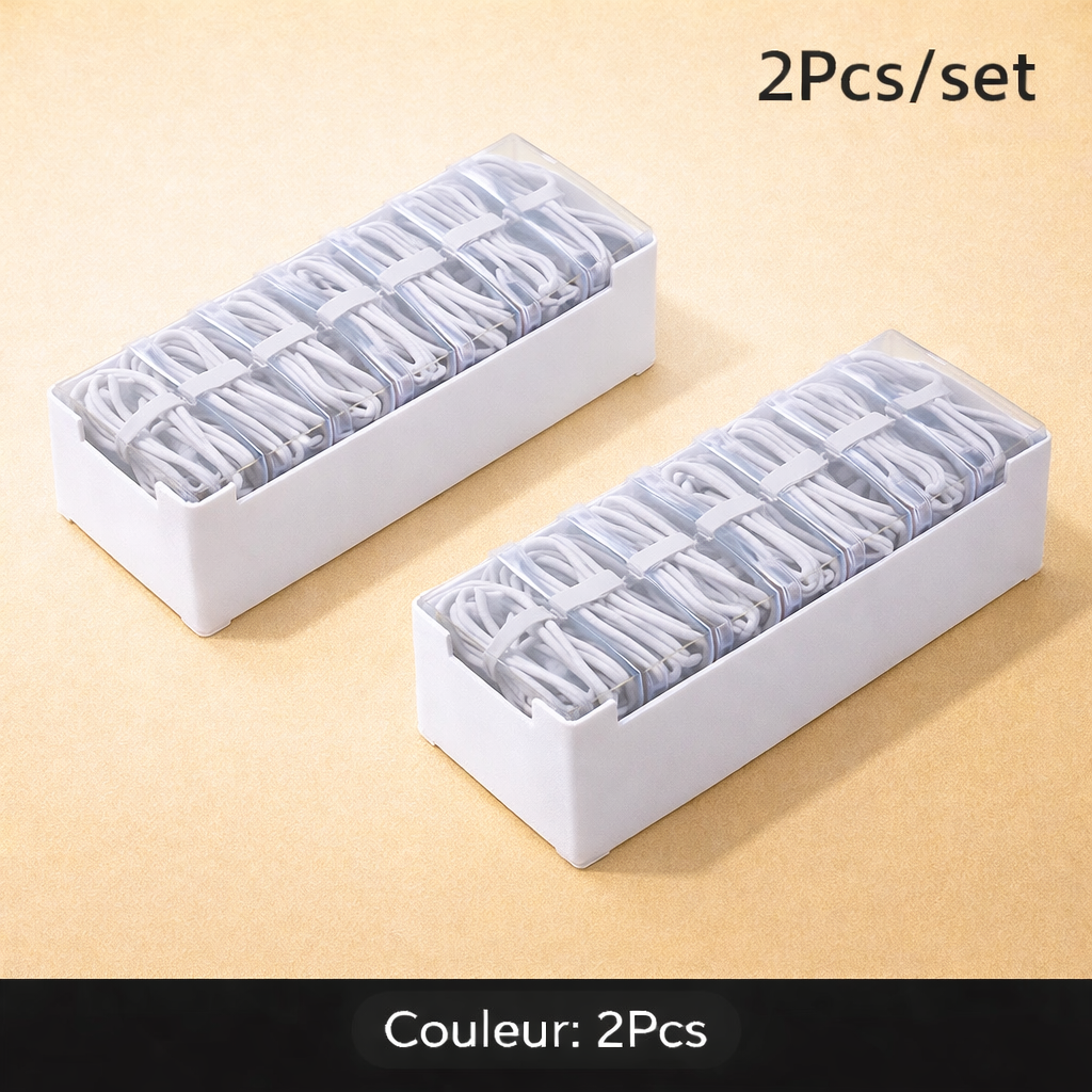 Boîte Organisatrice de Câbles – Rangement Compact (Lot de 2)