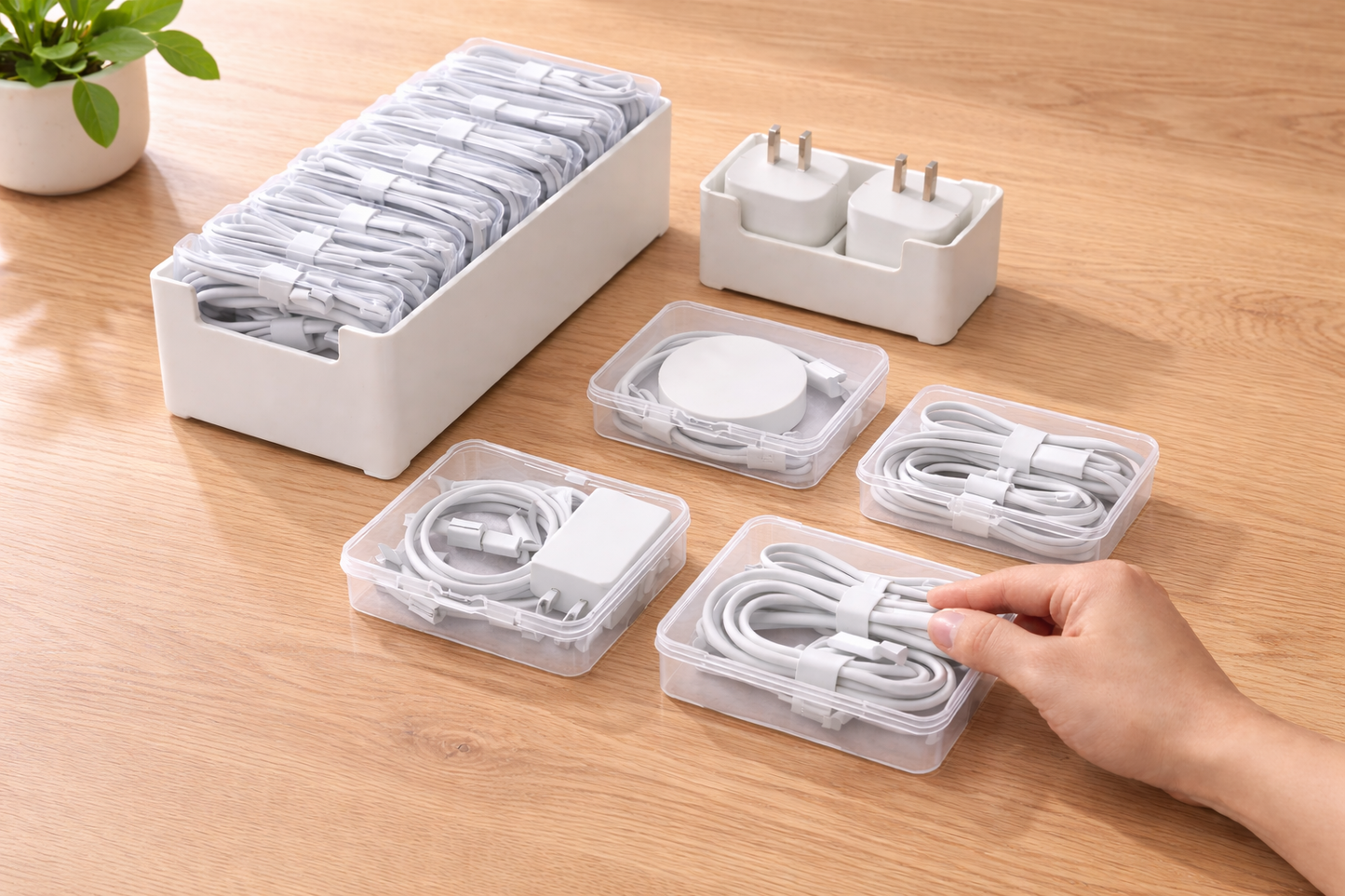 Boîte Organisatrice de Câbles – Rangement Compact (Lot de 2)