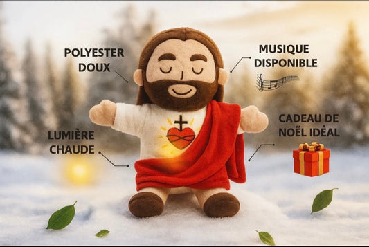 ✨ Peluche Jésus Lumineuse – Compagnon Apaisant (40 cm)