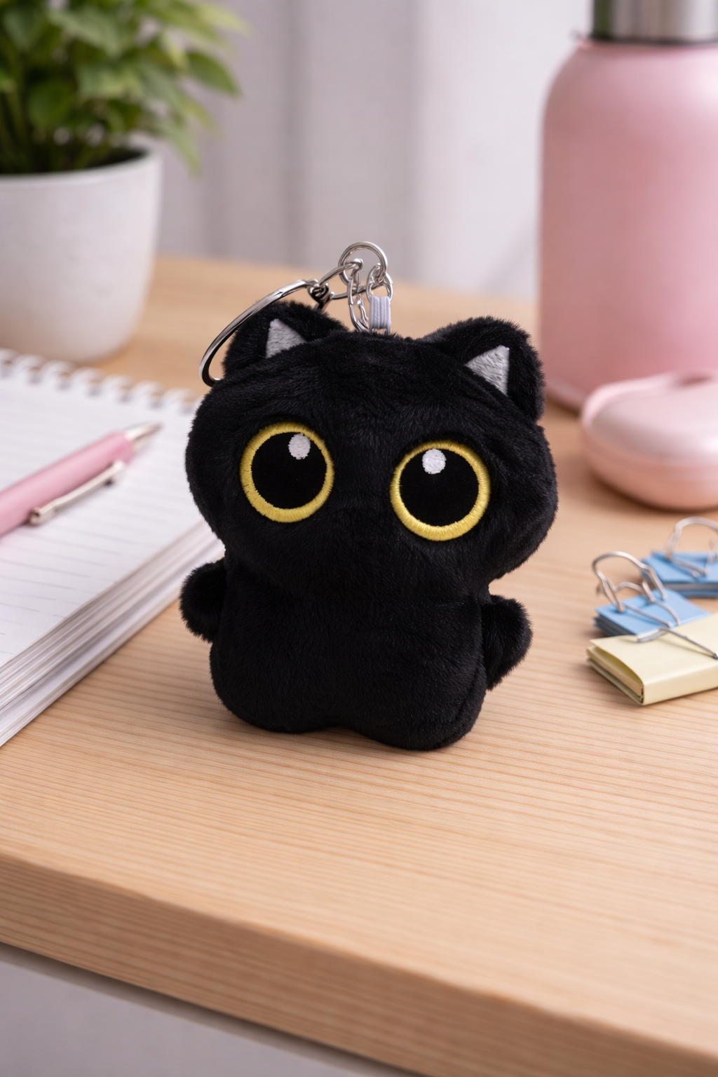 Mini Peluche Chat Noir 🐱 – Porte-clé Adorable