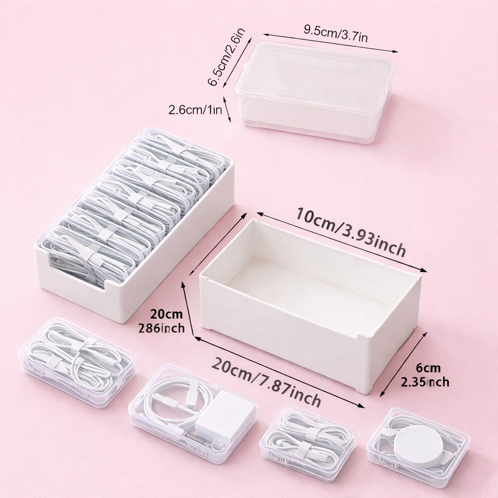 Boîte Organisatrice de Câbles – Rangement Compact (Lot de 2)