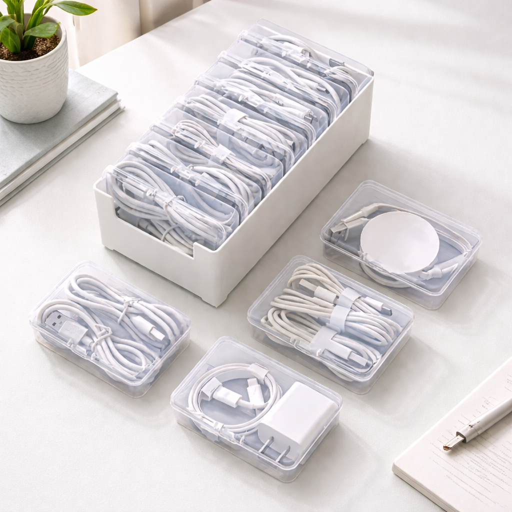Boîte Organisatrice de Câbles – Rangement Compact (Lot de 2)