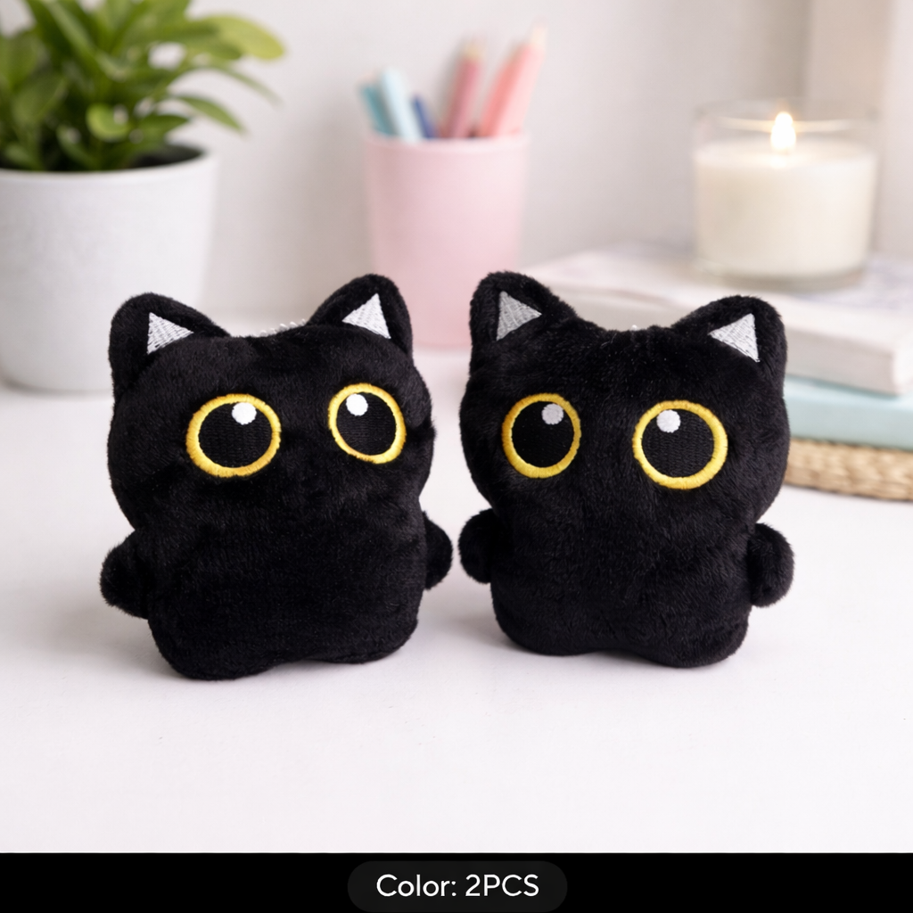 Mini Peluche Chat Noir 🐱 – Porte-clé Adorable